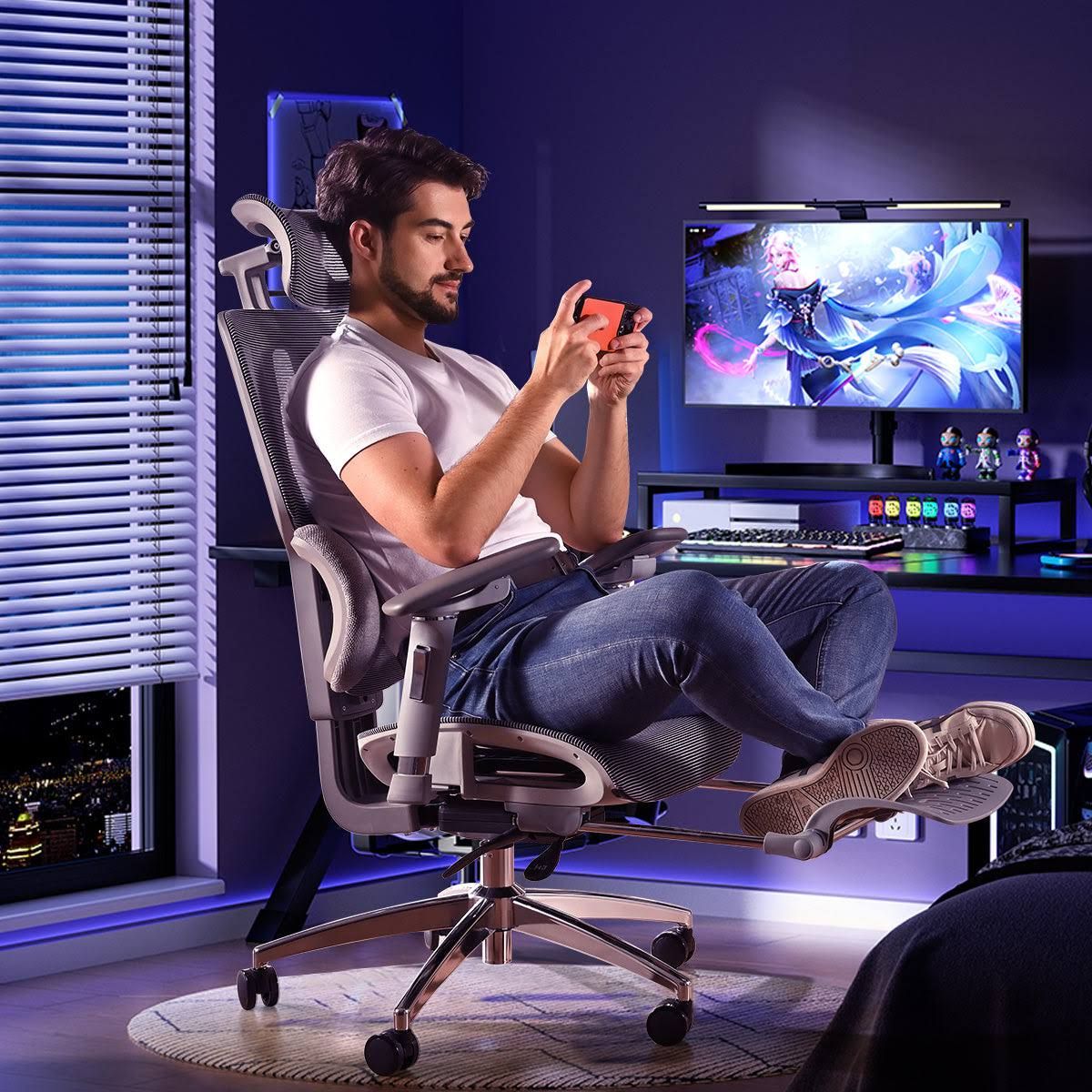 MUSSO H80 Pro FlexiPosture Ergonomischer Bürostuhl, Dunkelgrau / Passend für 165 cm – 185 cm. / ≤150KG