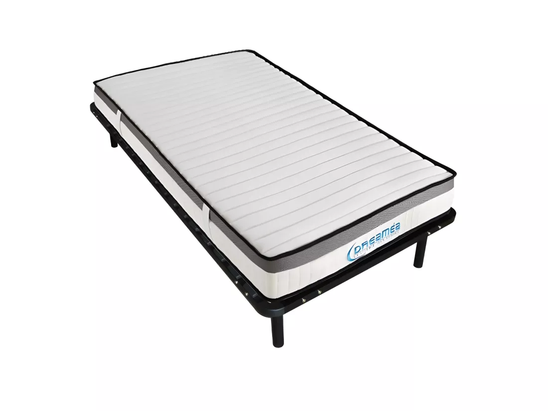 Ensemble 90 x 200 cm cadre à lattes + matelas mousse mémoire de forme ép.19cm - ORTHOMEMORY de YSMÉE
