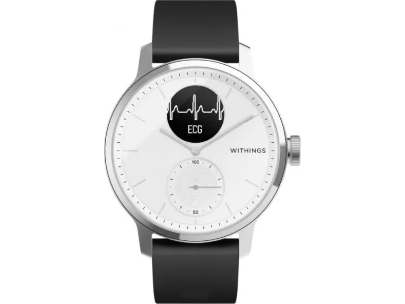 [OUTLET] - Withings ScanWatch - 42 mm - rustfrit stål - aktivitetssporer med bånd - silikone - monokrom - Bluetooth - 83 g