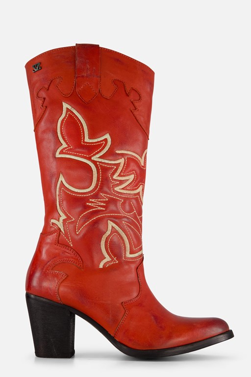 Lazamani Cowboylaarzen rood Leer