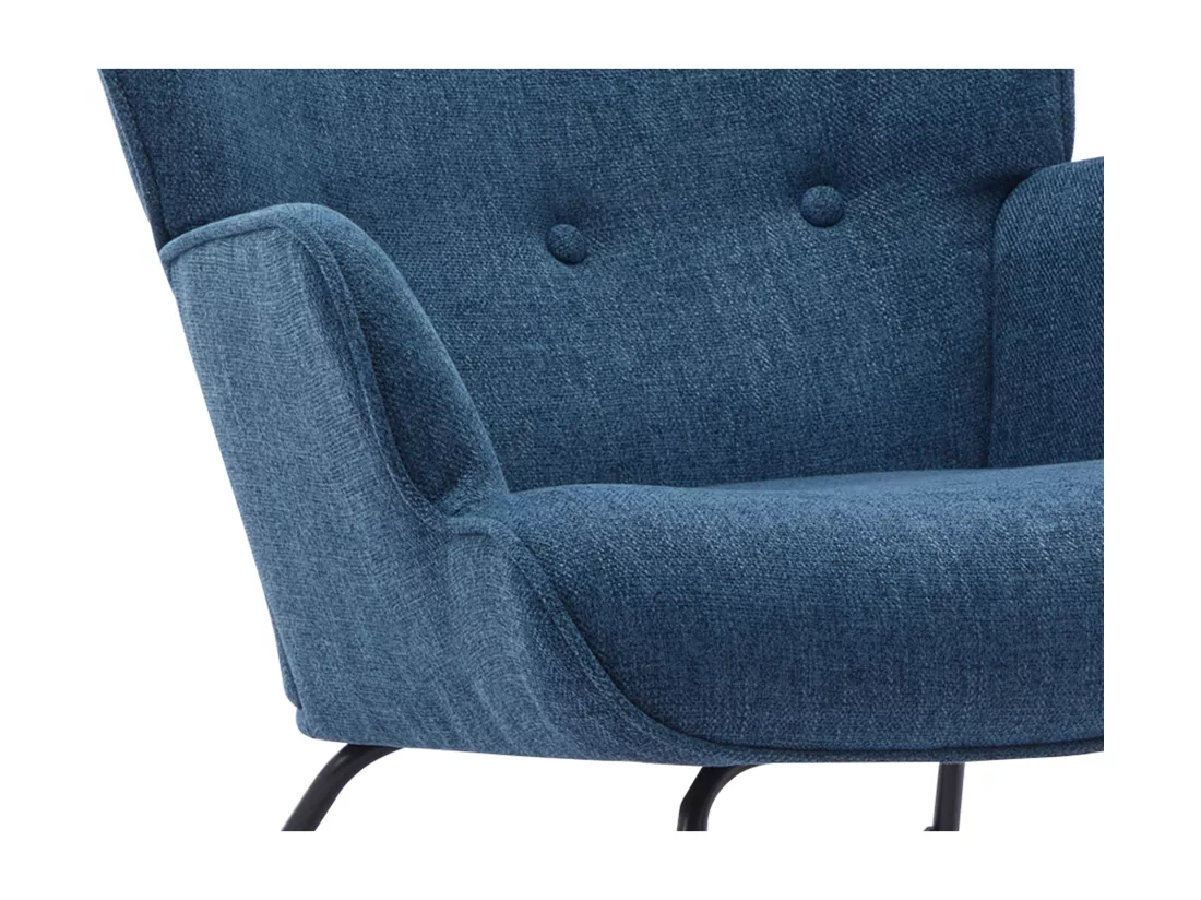 Fauteuil à bascule en tissu chiné bleu ELMINA II
