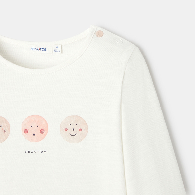 T-shirt en jersey flammé blanc bébé fille Absorba