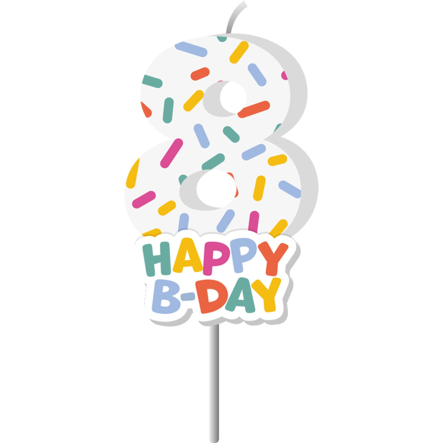 Happy Birthday Kaars 8 Jaar 7cm