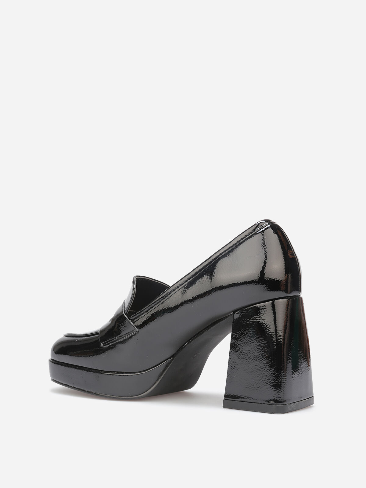 Mocassins vernis à talon- Noir