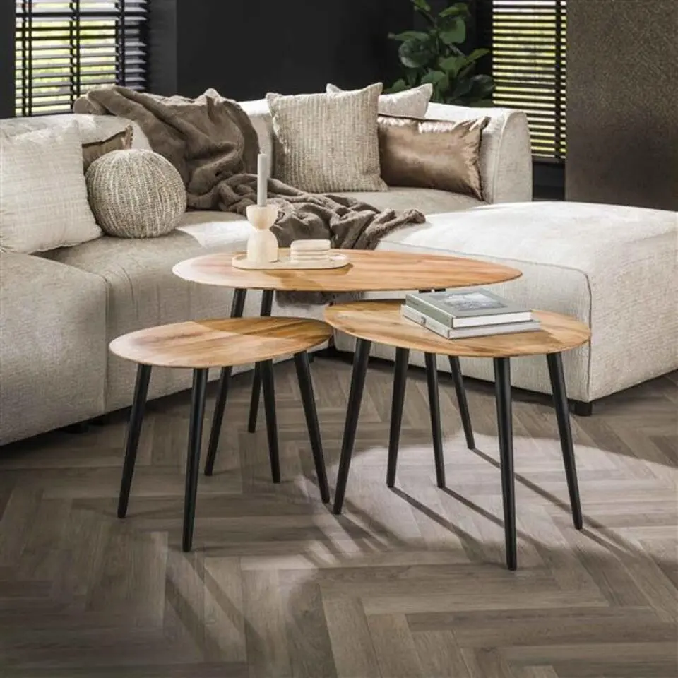 Hoyz Collection - Salontafel Set Organisch - Massief Acacia Naturel - Set van 3