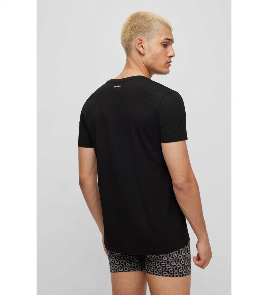 Conjunto de 2 camisetas pretas com decote em V da HUGO