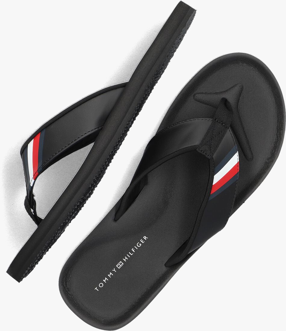 TOMMY HILFIGER zwarte tommy hilfiger teenslippers comfortable padded beach