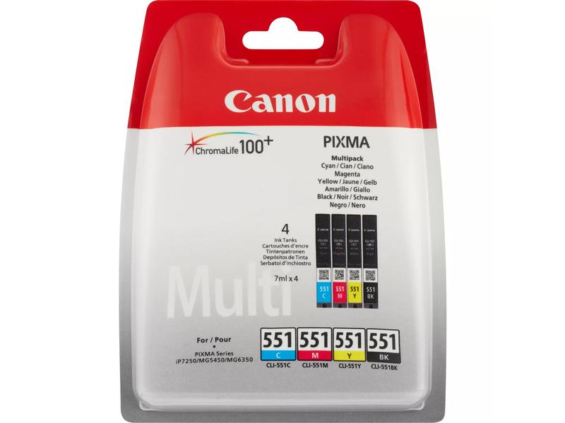 Canon Tinte CLI-551 BK, C, M, Y Tintenset: Schwarz, Cyan, Magenta und Gelb