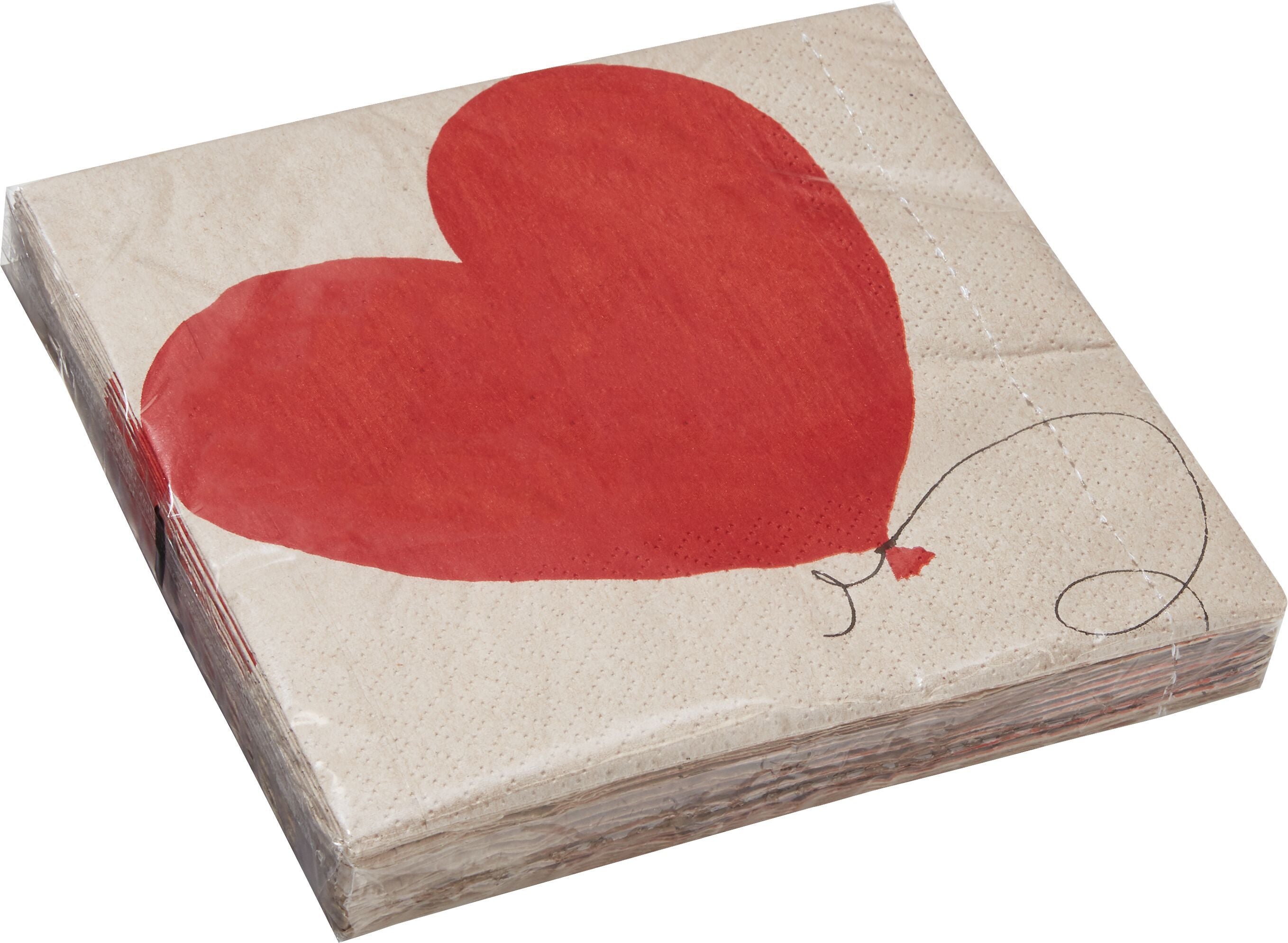BALLON Papierservietten - Natur, Rot / B: 33.0 cm x T: 33.0 cm x H: 0.1 cm
