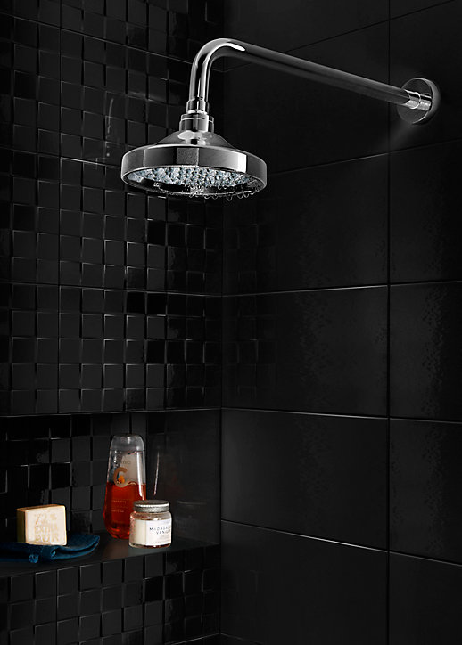 Carrelage mural noir 25x40cm Alexandrina