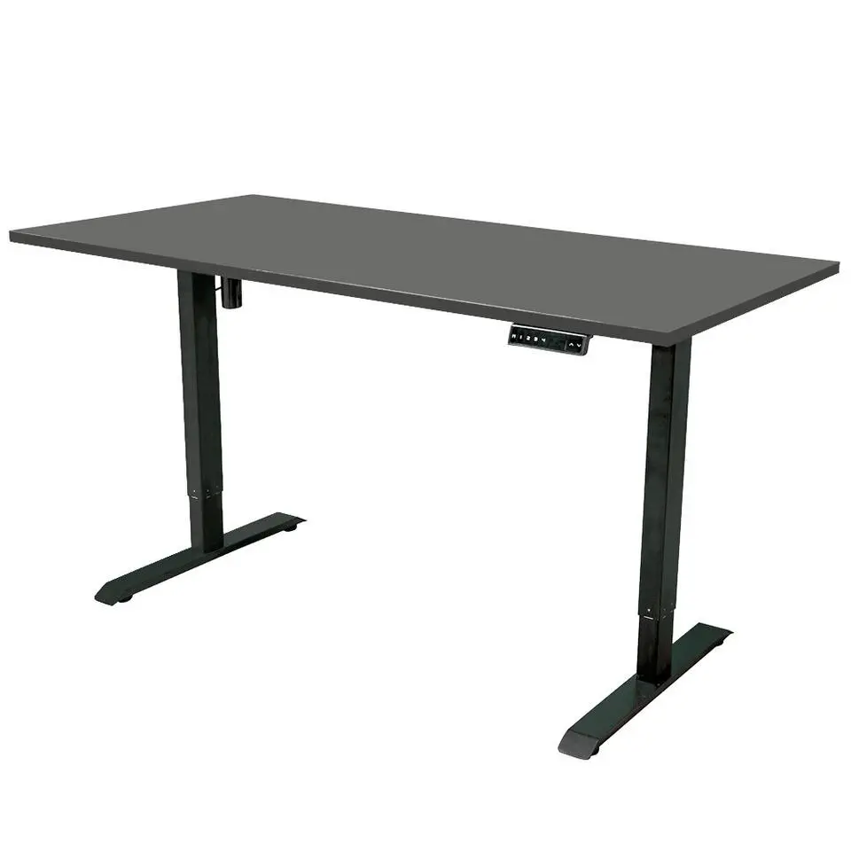 Elektrisch verstelbaar bureau - 180x80 cm - Single motor - Zwart / Antraciet