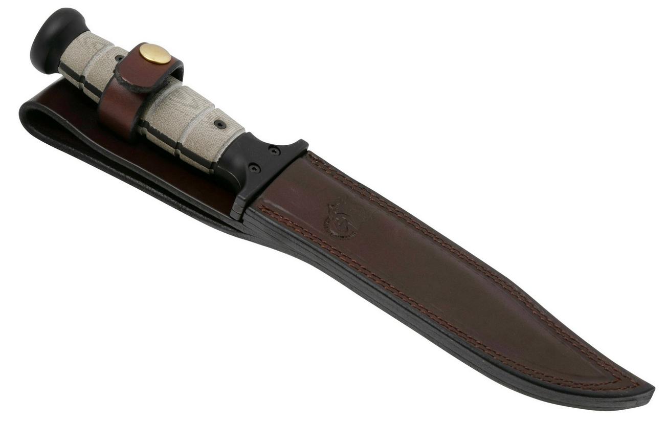 Rick Hinderer KA-BAR Blackwashed 3V, OD Green Micarta, vaststaand mes
