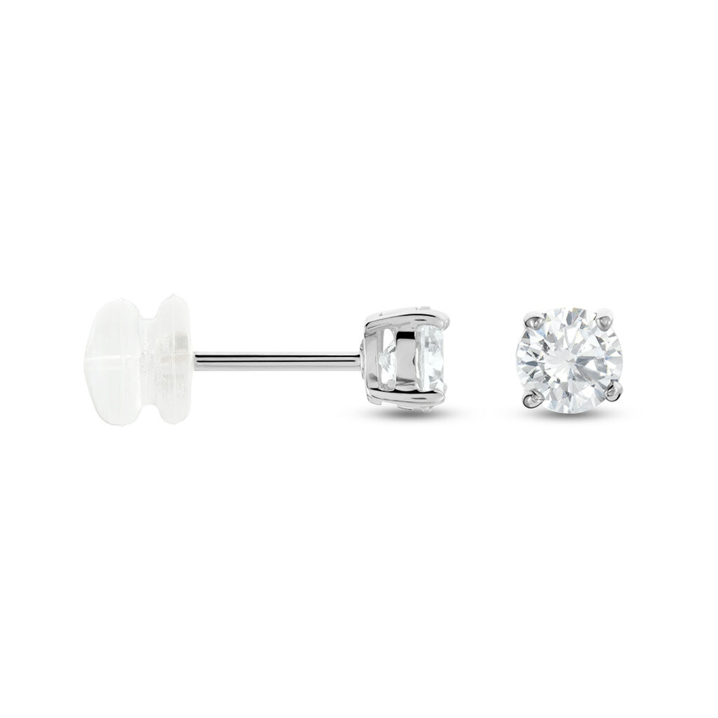 Boucles D'oreilles Puces Or Blanc Katherina Oxyde De Zirconium