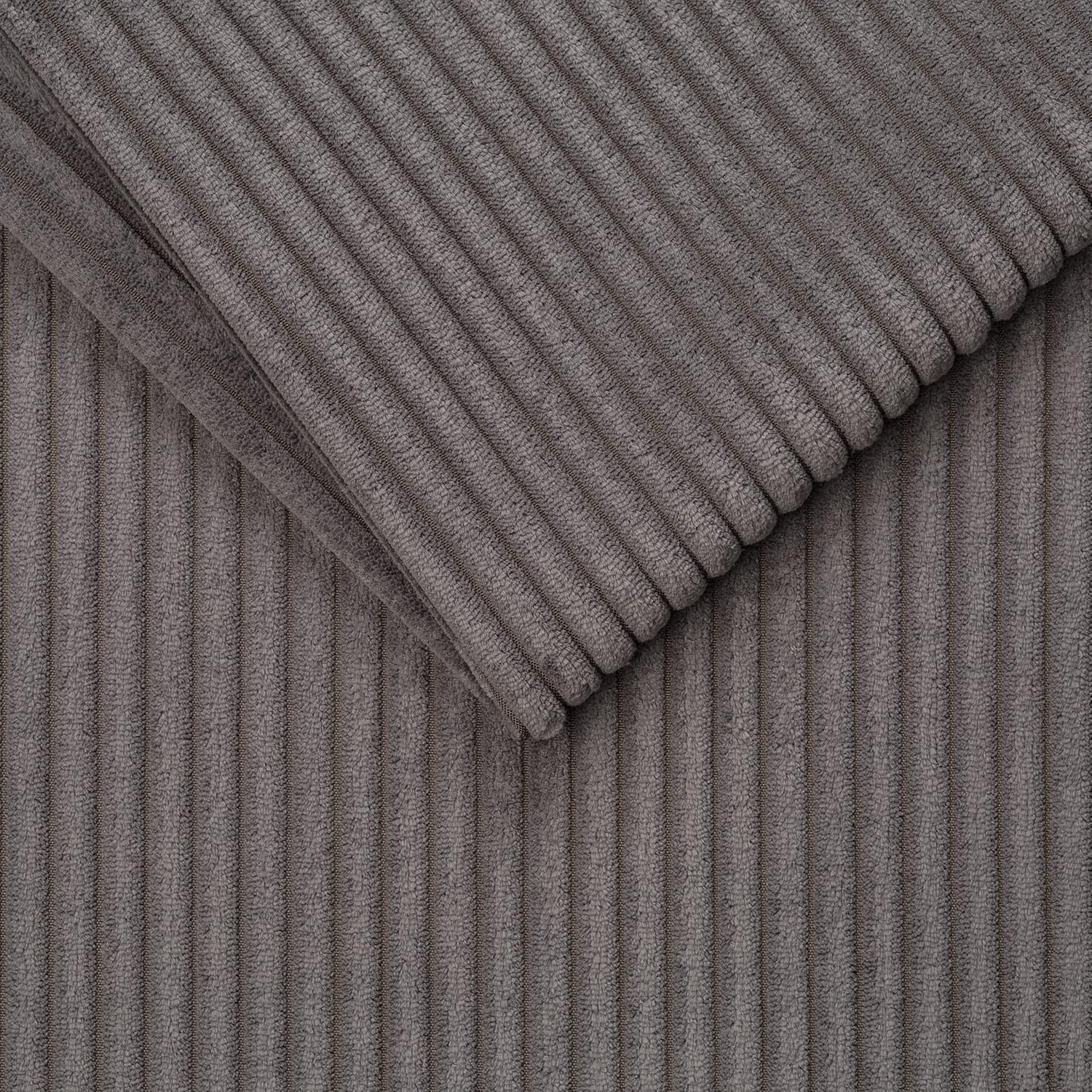 Ecksofa L-Form aus Cordstoff mit Schlaffunktion, dunkelgrau (Ash) – Liegefläche 147 × 207 cm, Breite 243 cm, Sitzhöhe 45 cm, Modell MIRA