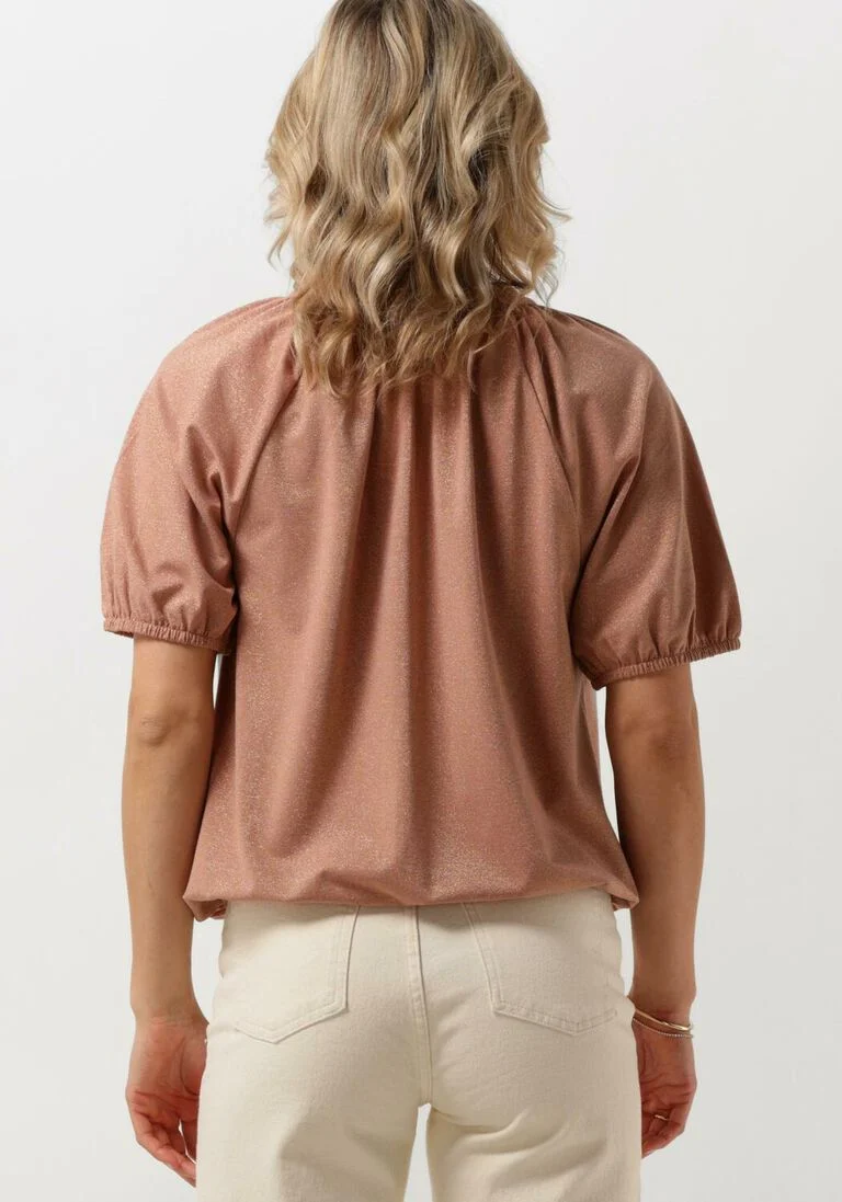 SUMMUM roze summum top top short sleeve fluid lurex jersey