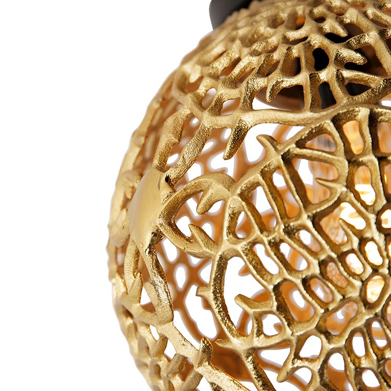 Art deco plafondlamp goud met zwart - Maro