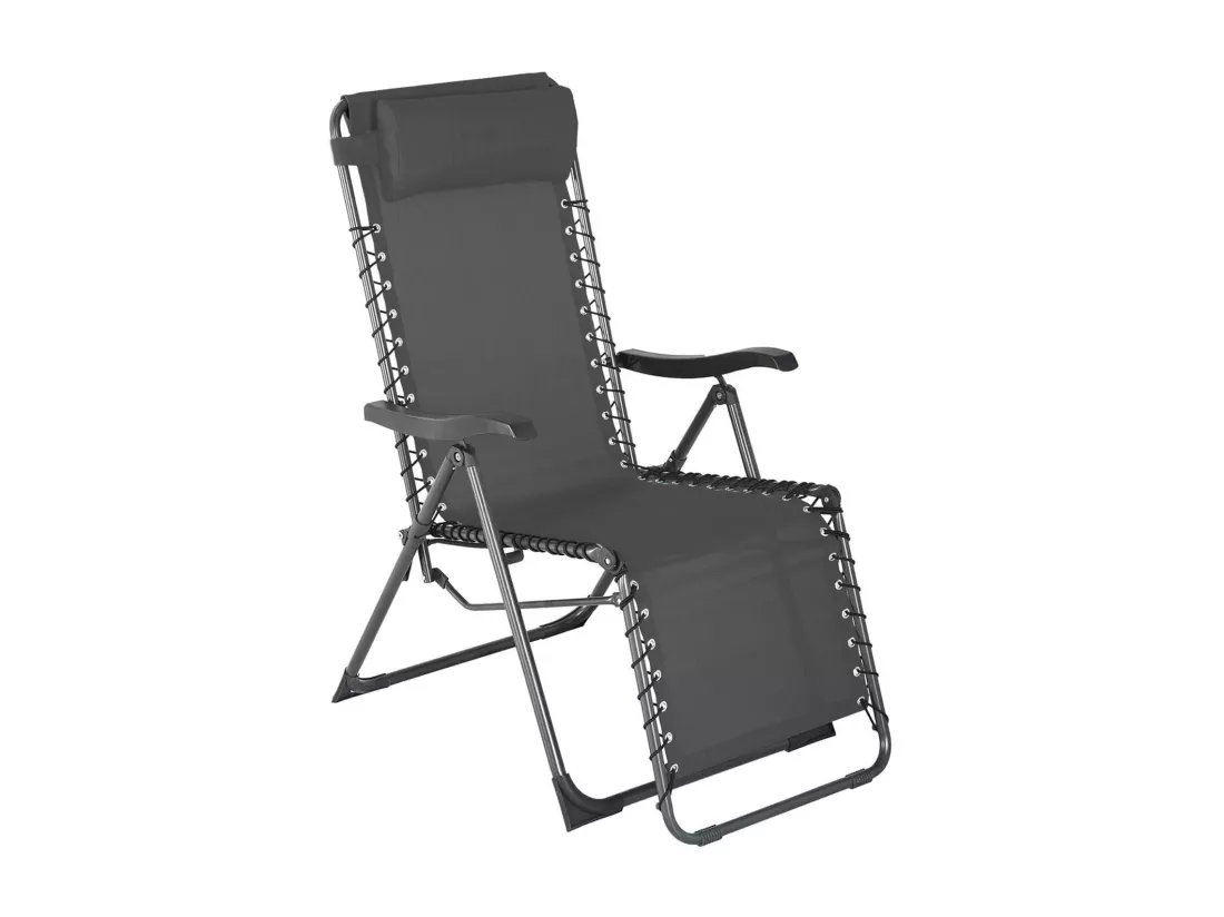 Chaise Longue Gravité Zéro Rebecca Mobili Cherymoya 113x66x104 Polyester Acier Gris Foncé