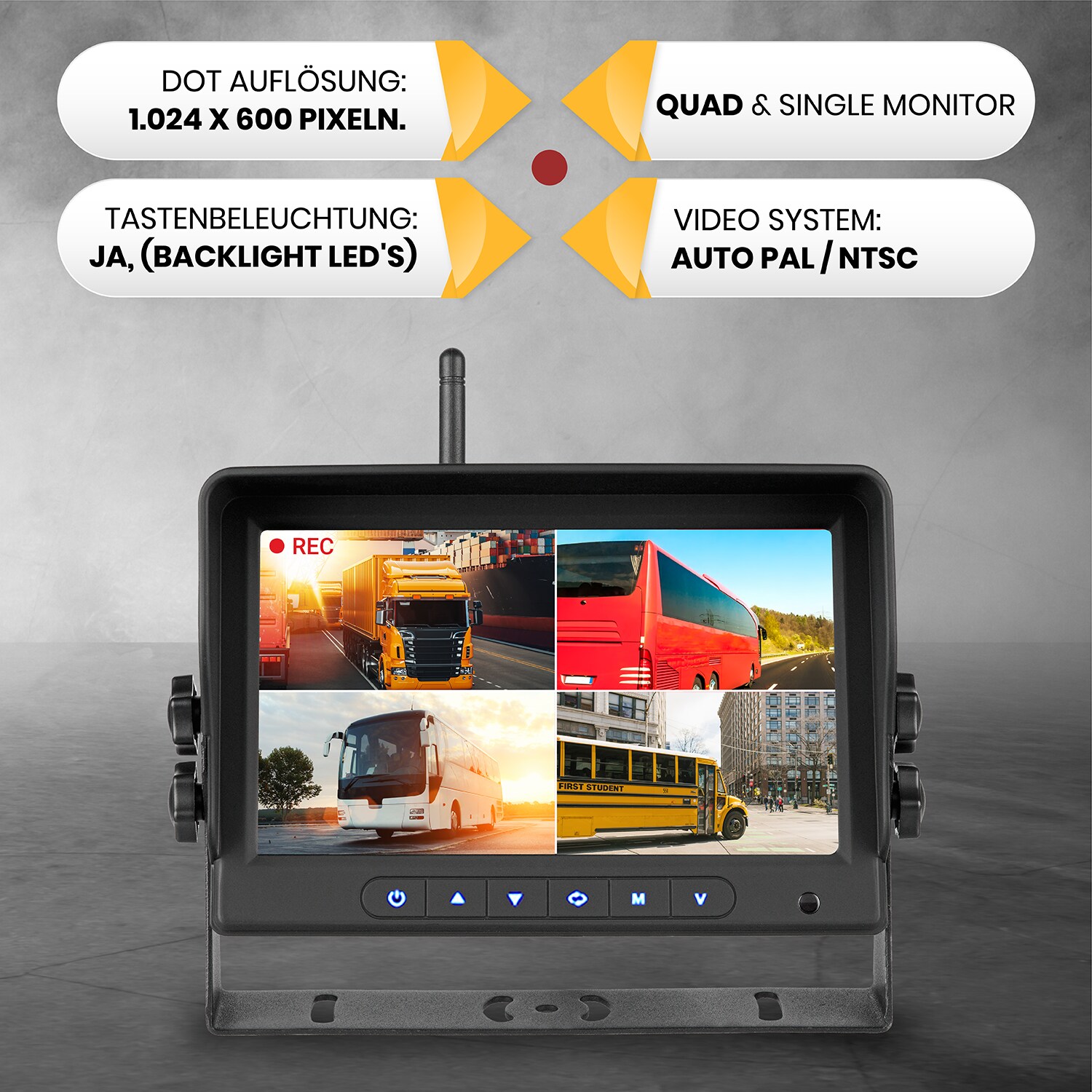CARMATRIX HD Funk Rückfahrsystem Digital für LKW Wohnmobil Auto Transporter 7