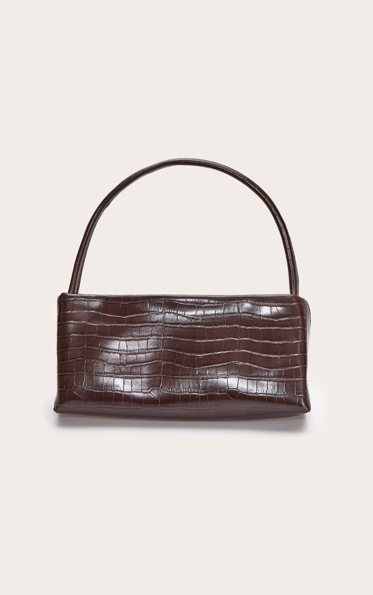 Marron Sac À Épaule Fin Effet Croco