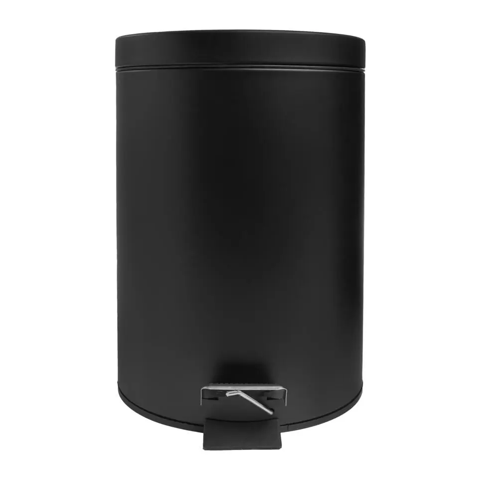 QUVIO Prullenbak 5 L - Rond - Metaal - Zwart