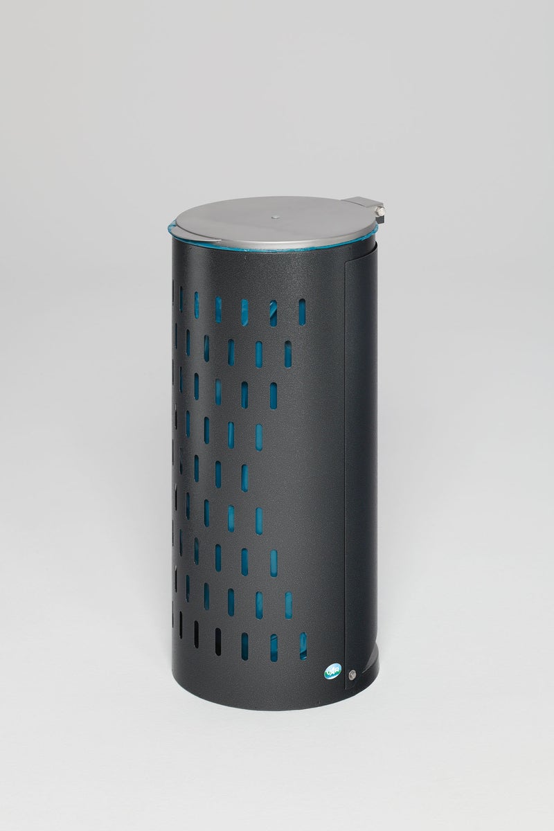 PROREGAL Compacte afvalbak, geperforeerd, met deksel, scharnierende deur, vulopening van 35 cm, hxbxd 85 x 44 x 44 cm, staal, grijs