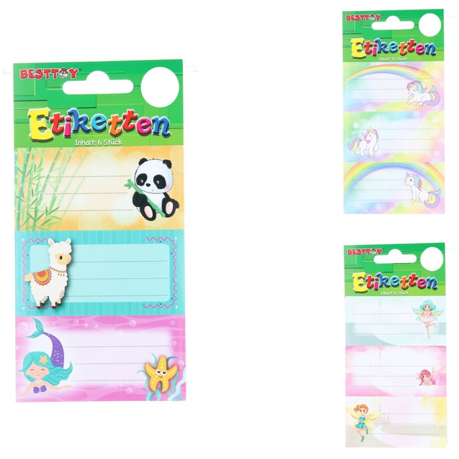 Besttoy - Heftetiketten 6-teilig - verschiedene Ausführungen - 1 Stück