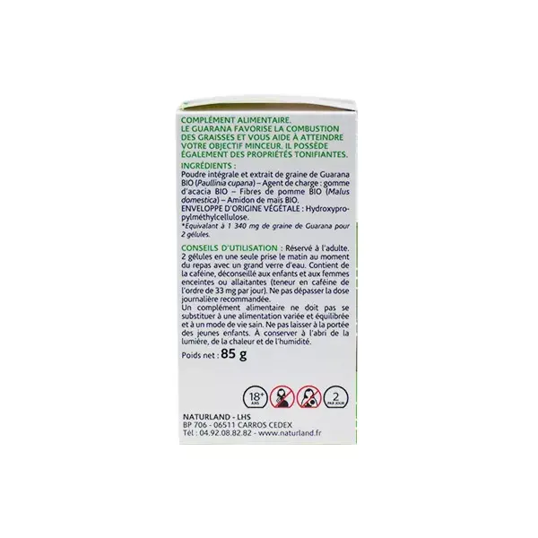 Naturland Guaraná Orgânico 150 cápsulas vegetais