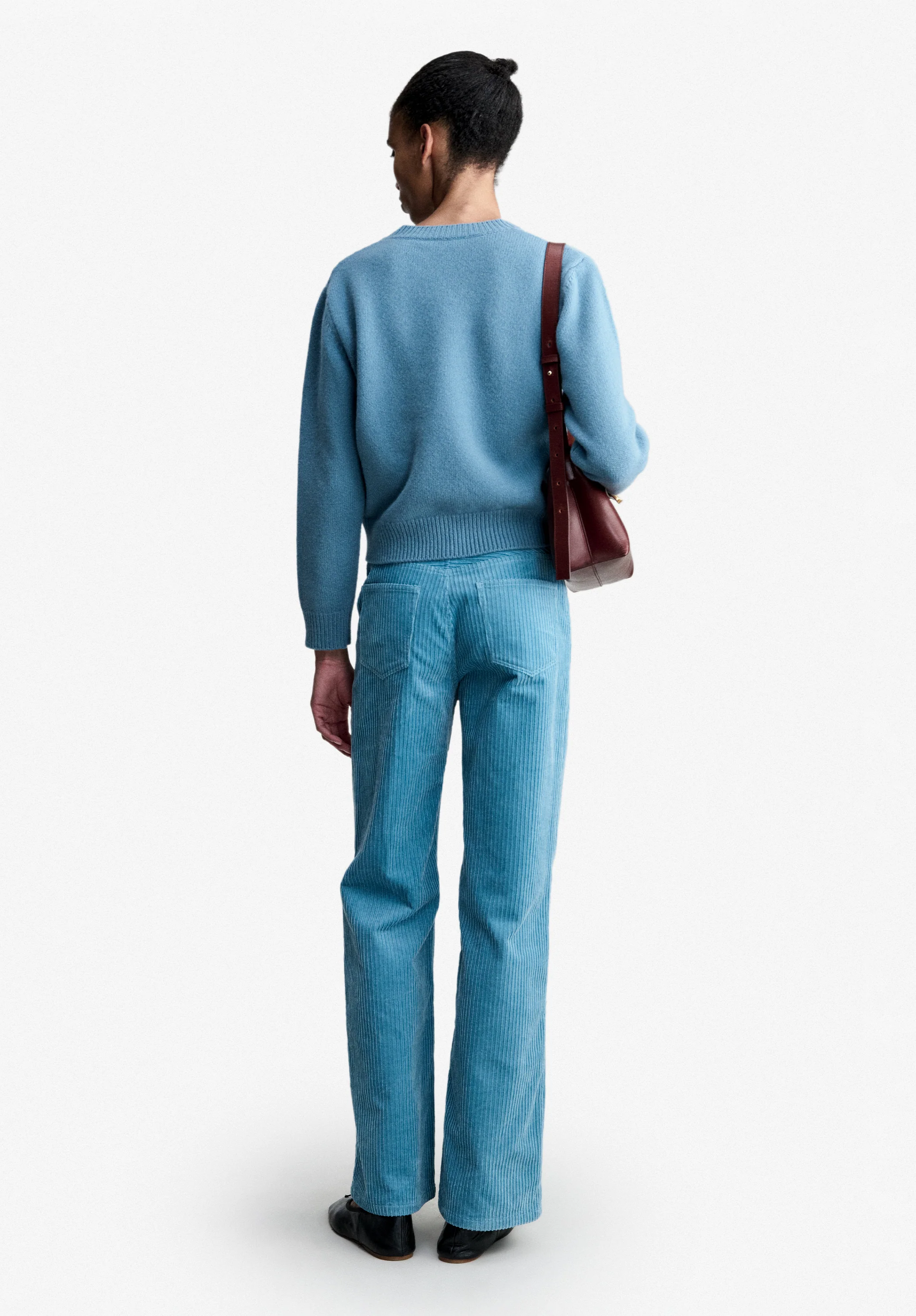 Pull boxy gris bleu en laine - Gris bleu