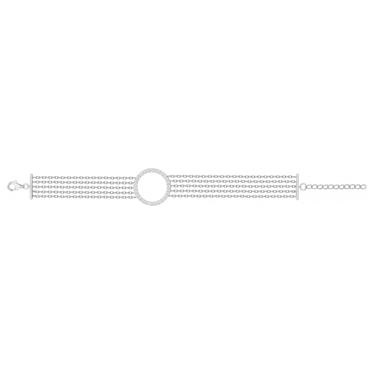 Bracelet souple mono-motif en Argent avec oxyde de zirconium blanc