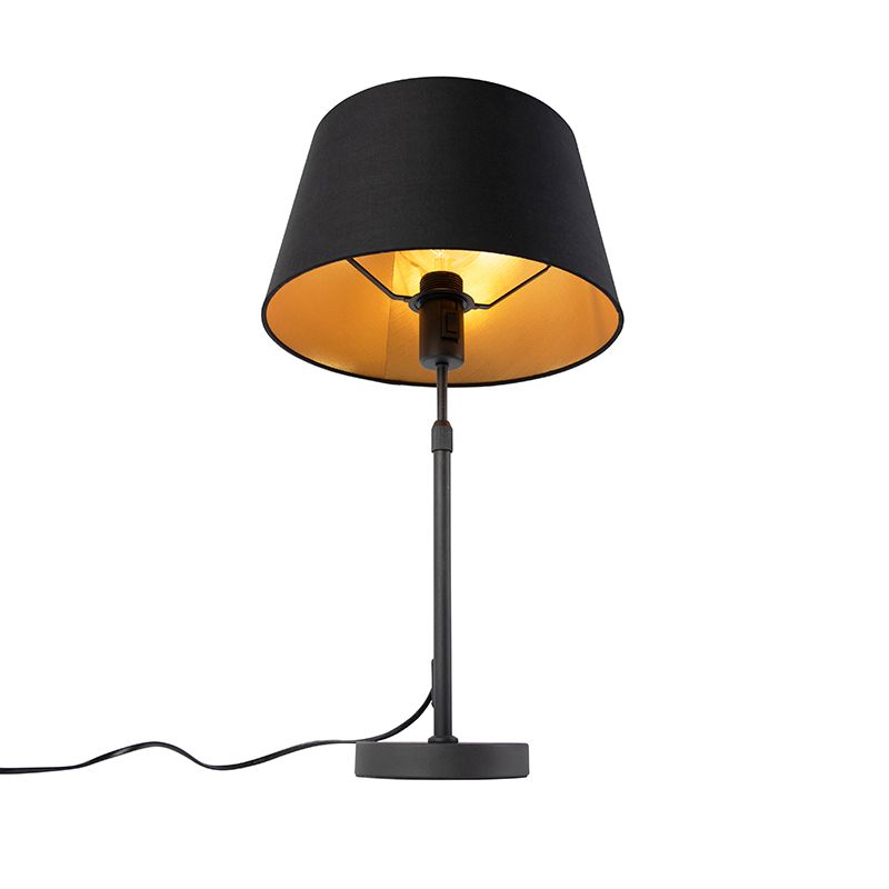 Tafellamp zwart met kap zwart met goud 35 cm - Parte