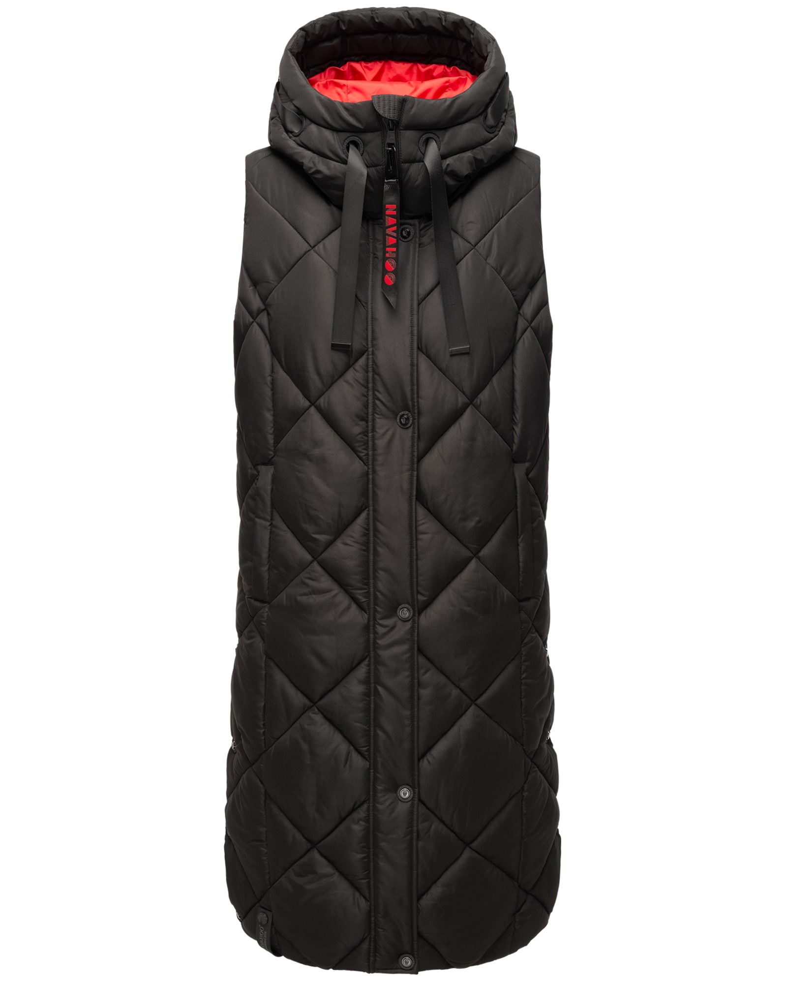 NAVAHOO Damen Steppweste Bodywarme Outdoor Weste lang mit warme Kapuze Schnuckel