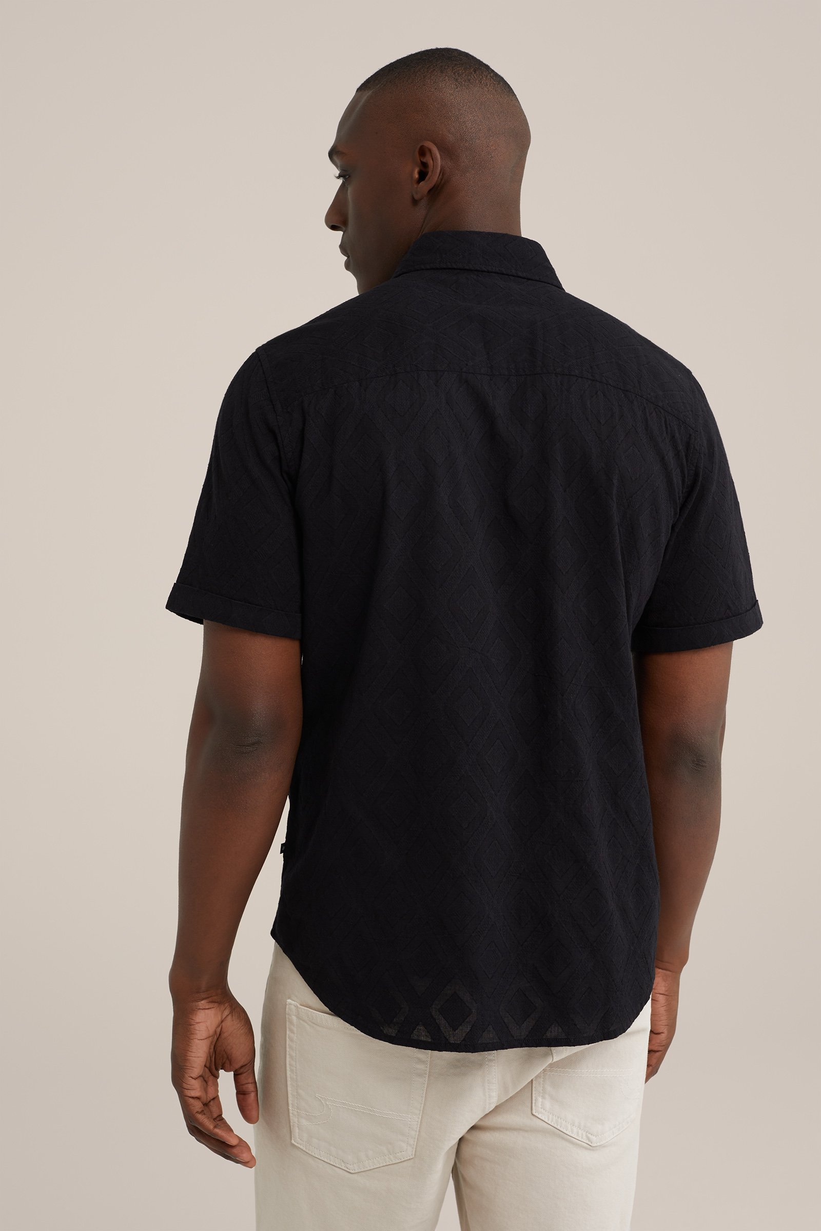 regular fit overhemd met structuur WE Fashion Zwart