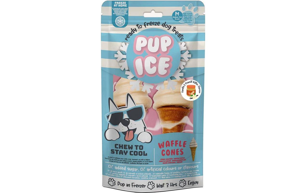 Leckerli Waffle Cones Vanille-Peanut Butter, 2 Stück, 110gHunde-Eis für heisse Tage