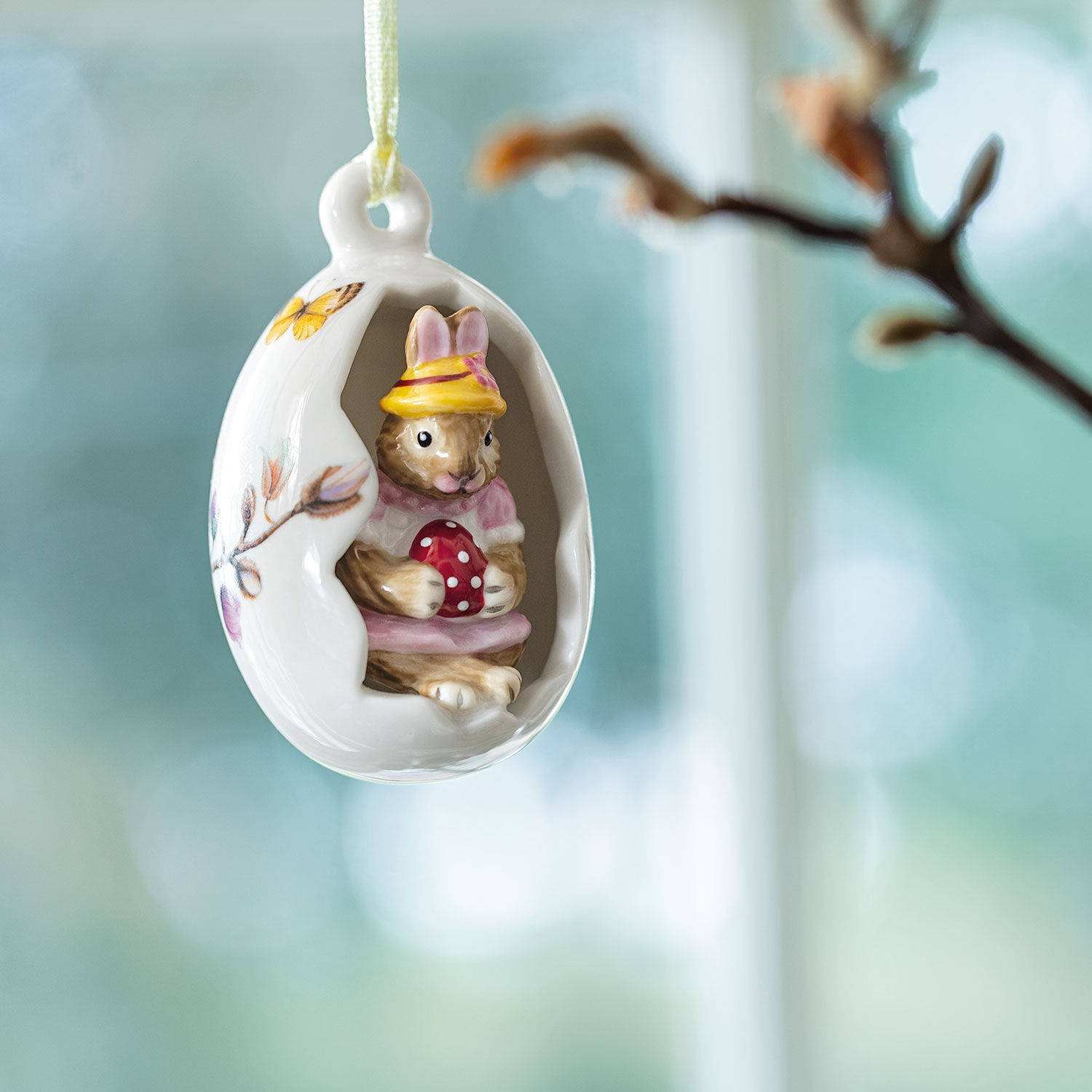 Bunny Tales Easter ornaments Red, 1.8'' x 2.9'', porcelain