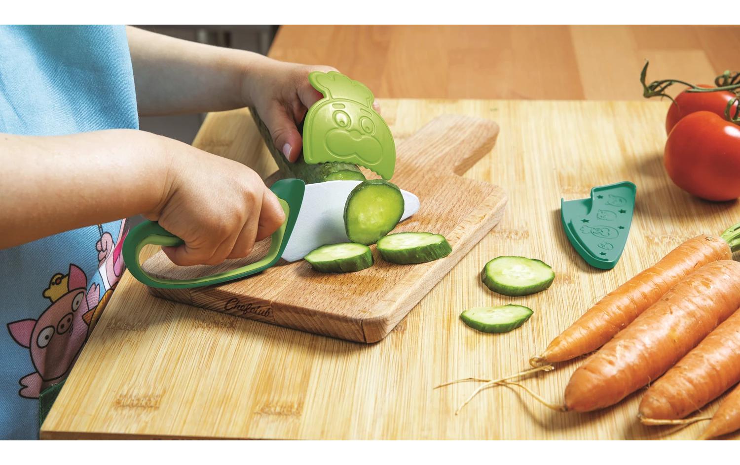 Kindergeschirrset Messer GrünKindermesser mit Fingerschutz