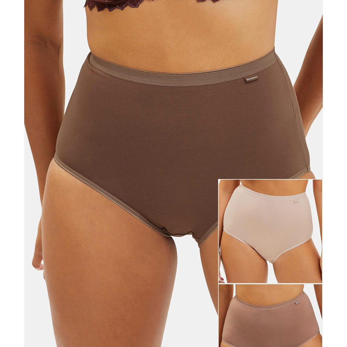 SANS COMPLEXE<br>Conjunto de 3 calcinhas de cintura alta Simplement em algodão orgânico