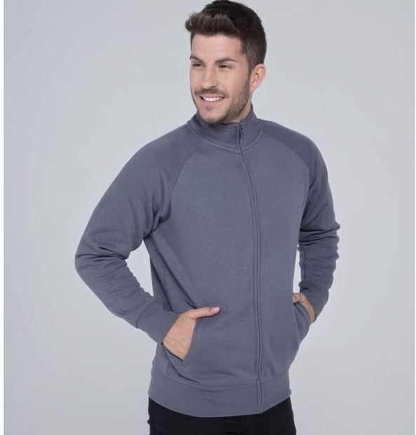 JHK JK296 - Sweat Unisexe à Grand Zip et Col Haut