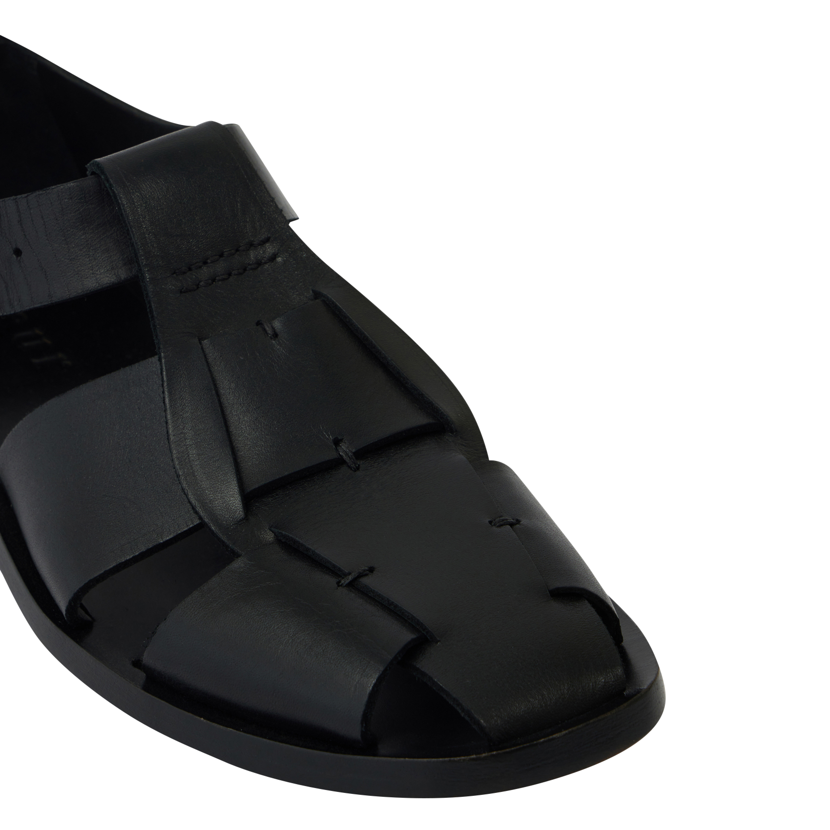 VELIKA - Sandales plates en cuir| Noir
