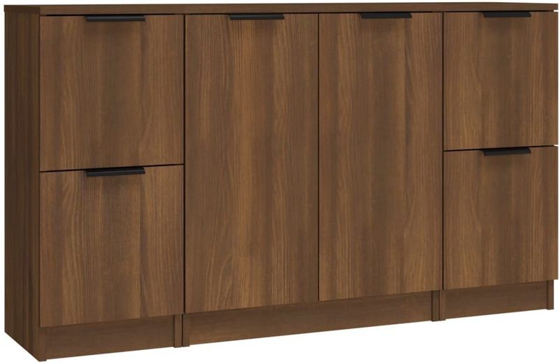 vidaXL - Dressoirs - 3 - st - bewerkt - hout - bruin - eikenkleur