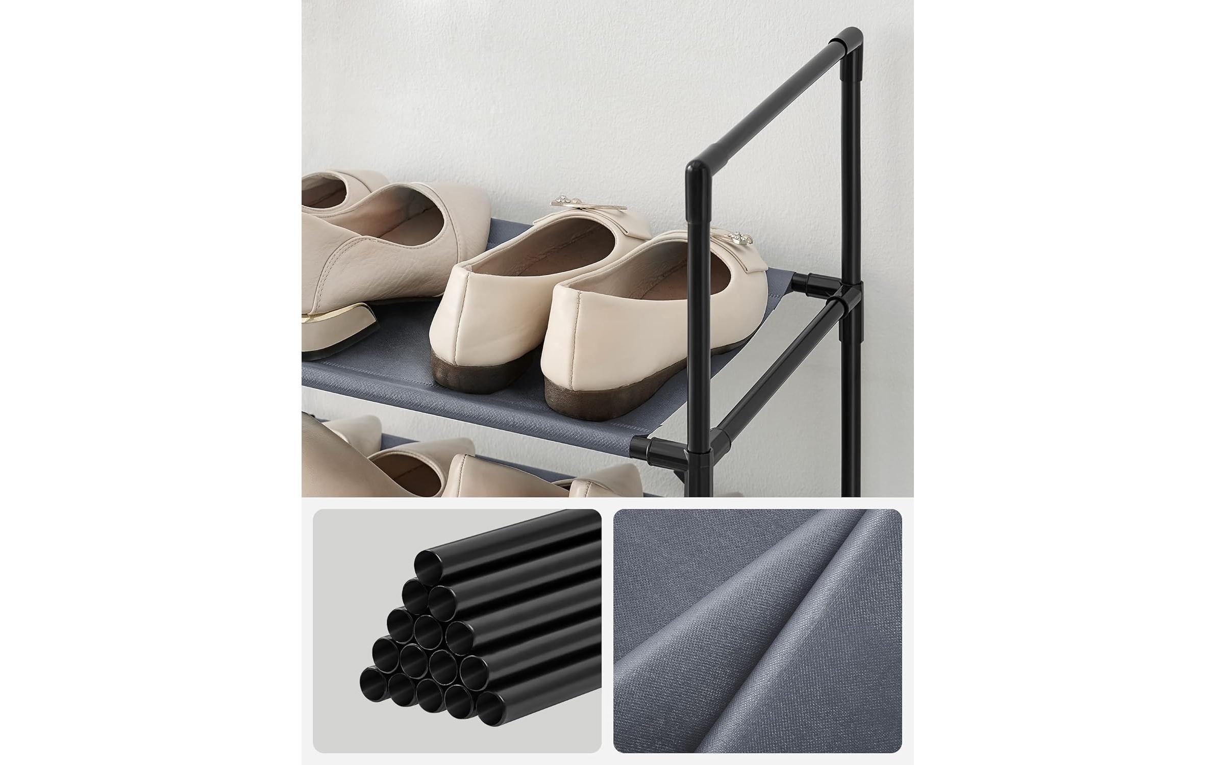 Schuhregal 33 x 173 cm, GrauSchuhgestell mit 10 Ablagen