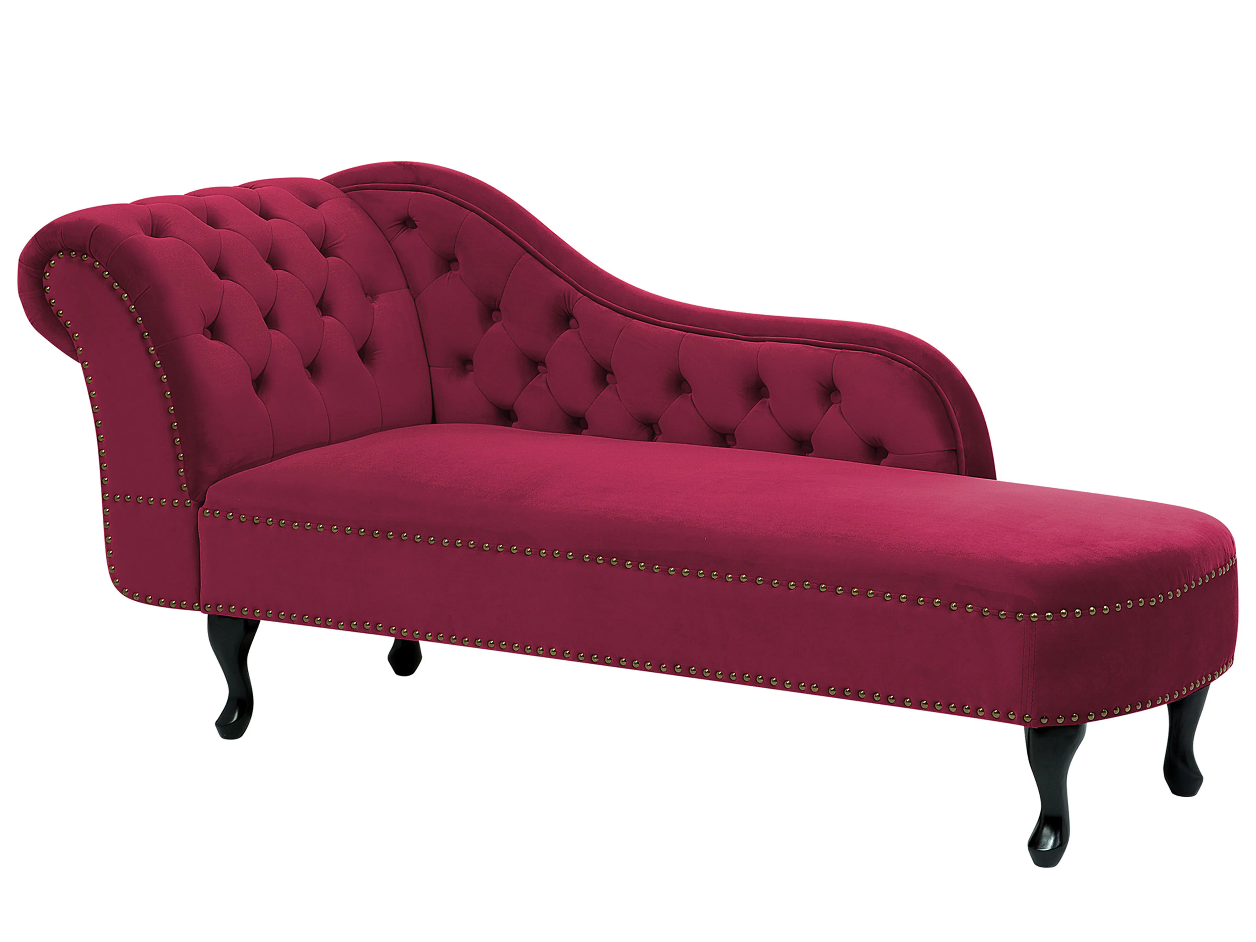 Linkszijdige chaise longue NIMES Fluweel Bordeauxrood