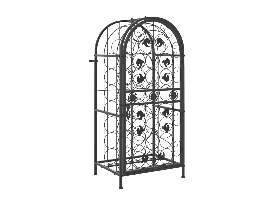 Casier à bouteilles 33 bouteilles noir 45x36x100 fer forgé