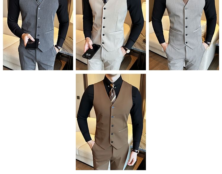 Blueforce - Set: effen enkelrijs vest + cropped taps toelopende pantalon