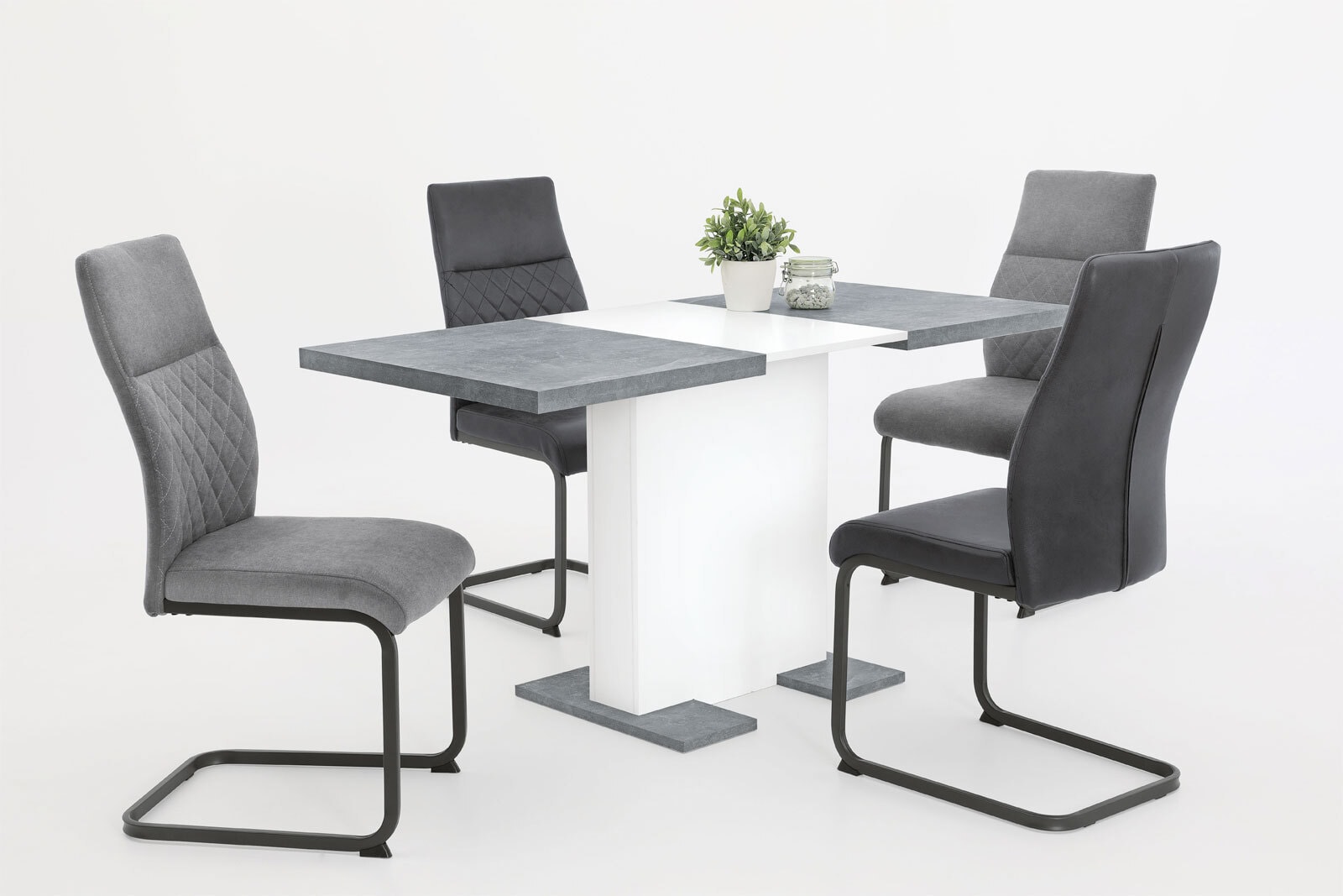 Stuhl Samira Webstoff Vintage Grau / Gestell Grau pulverbeschichtet