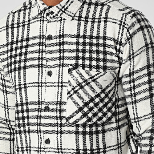 Chemise Manches Longues A Carreaux Dessen52 Blanc Noir