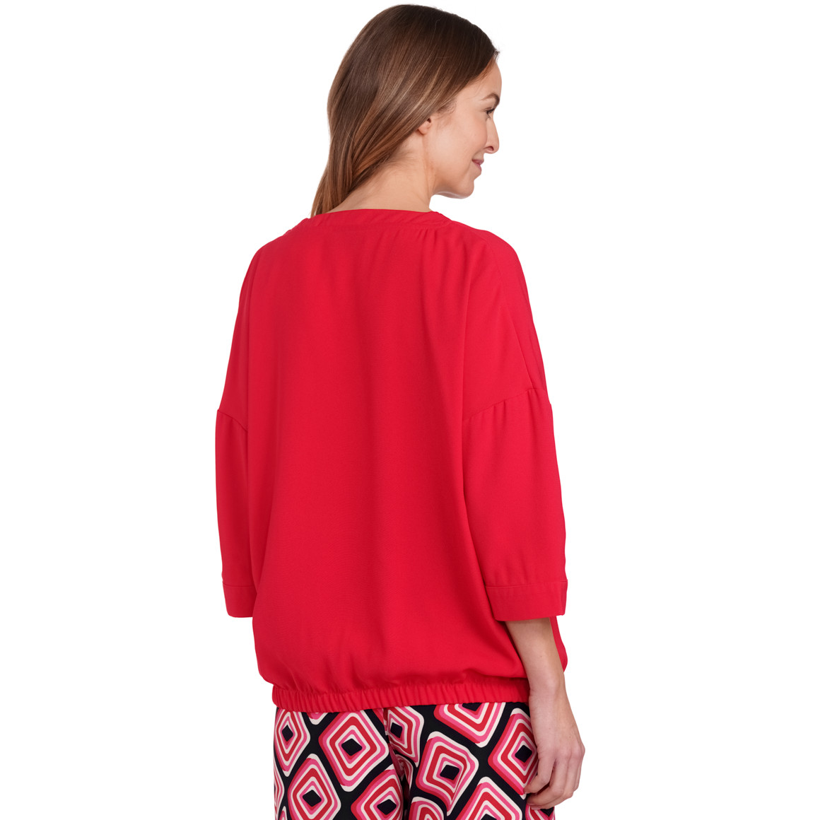 Gina Benotti Damen Bluse mit elastischem Saum rot