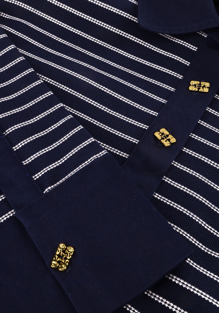 donkerblauwe ganni truien/vesten single pique peplum polo