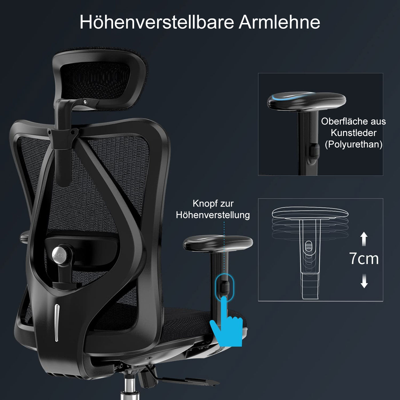 Bürostuhl MCW-J86, Schreibtischstuhl, ergonomisch, verstellbare Lordosenstütze 150kg belastbar ~ ohne Fußstütze, grau