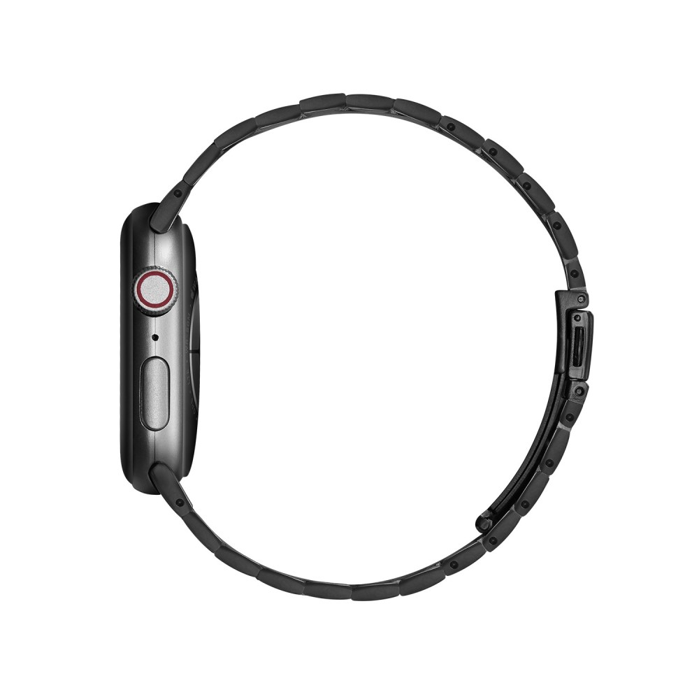 Apple Watch (49/46/45/44 mm) Klassisches Edelstahl Armband mit Faltschliesse - Schwarz