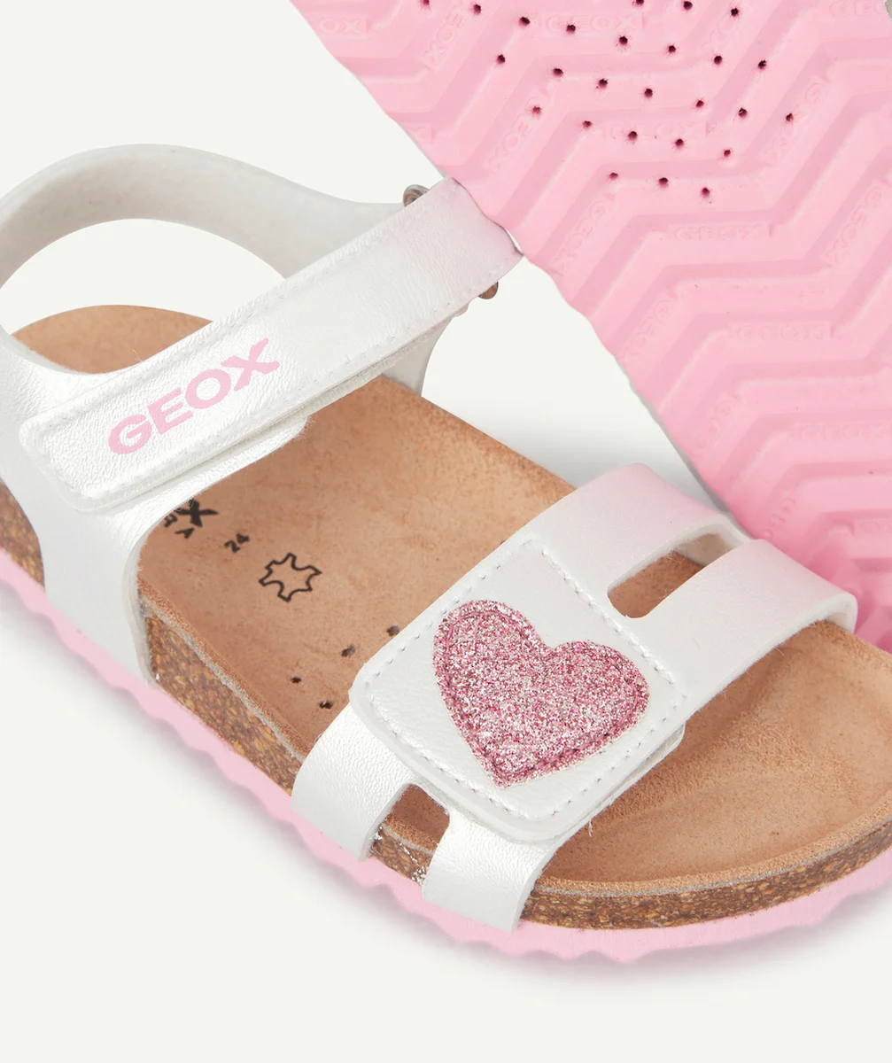 GEOXSANDALES CHALKI FILLE COULEUR ARGENTÉE AVEC DÉTAILS ROSES